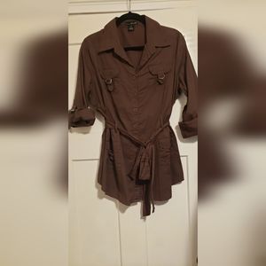 Willi Smith chocolate brown tunic w belt